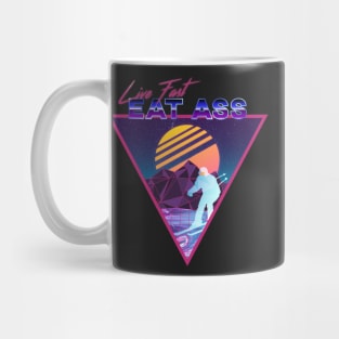 Retro Vaporwave Ski Mountain | Live Fast Eat Ass | Shirts, Stickers, and More! Mug